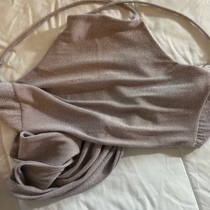 Two piece grey glitter knit